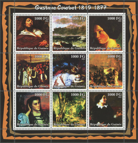 Art Paintings Jean Désiré Gustave Courbet Souvenir Block of 9 stamps Mint