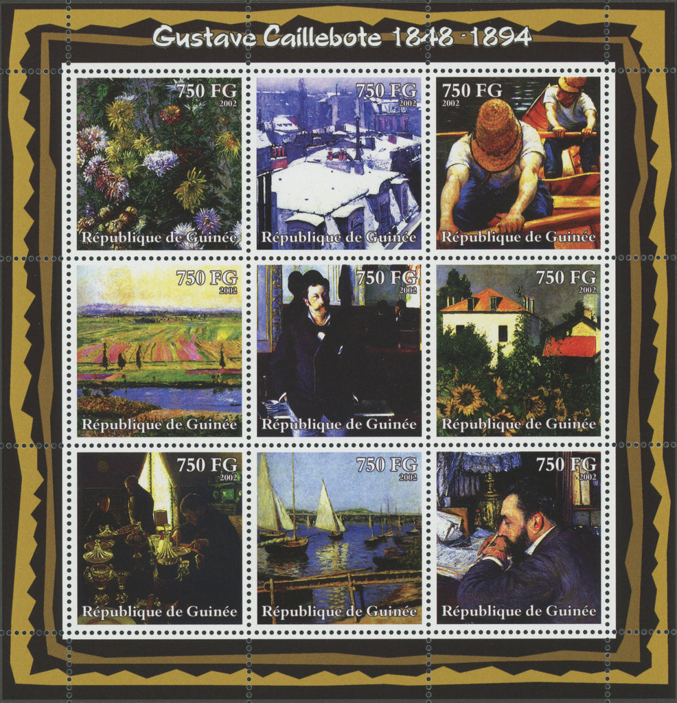 Gustave Caillebotte, Art, Paintings, Souvenir Sheet of 9 stamps, Mint NH