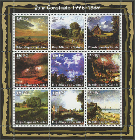 John Constable, Art, Paintings, Souvenir Sheet of 9 stamps, Mint NH.