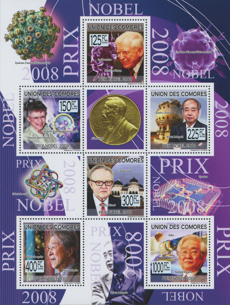 2008 Nobel Prizes, Famous people, Celebrities, Souvenir Sheet of 7 stamps MNH