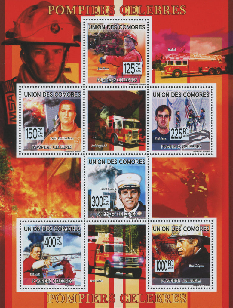 Famous firefighters, Souvenir Sheet of 6 stamps, Mint NH