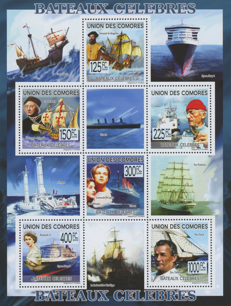Famous boats, Souvenir Sheets of 6 stamps, Mint NH
