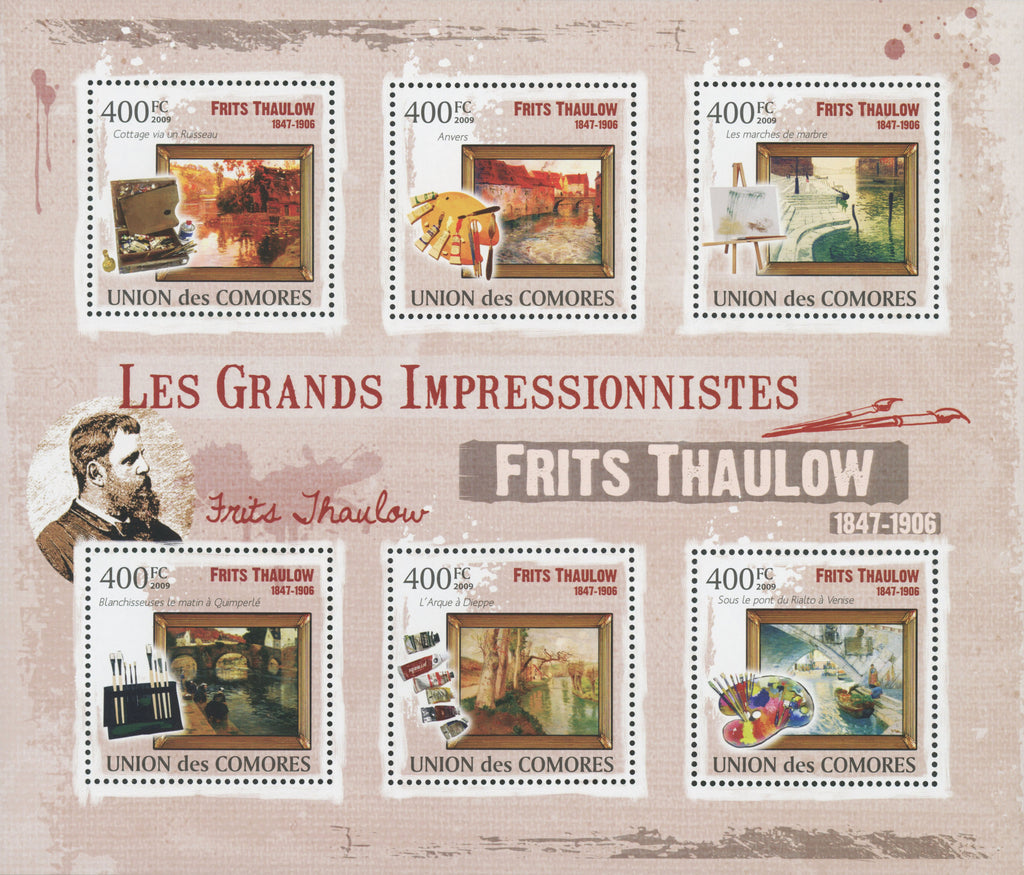 Painting, Art,  Impressionism, Frits Thaulow, Souvenir Sheet of 6 stamp MNH