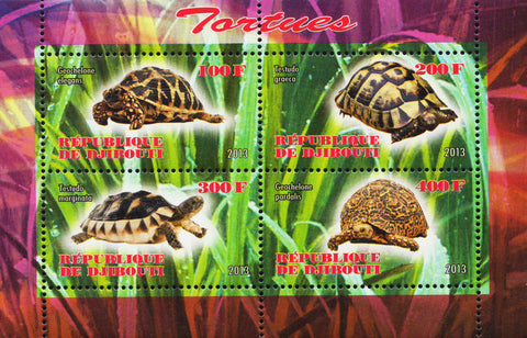 Djibouti Turtles Reptile Souvenir Sheet of 4 Stamps Mint NH