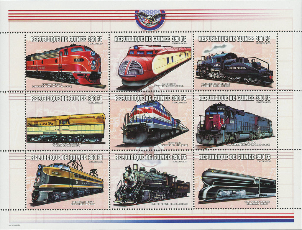 Trains Block Souvenir of 9 stamps Mint NH