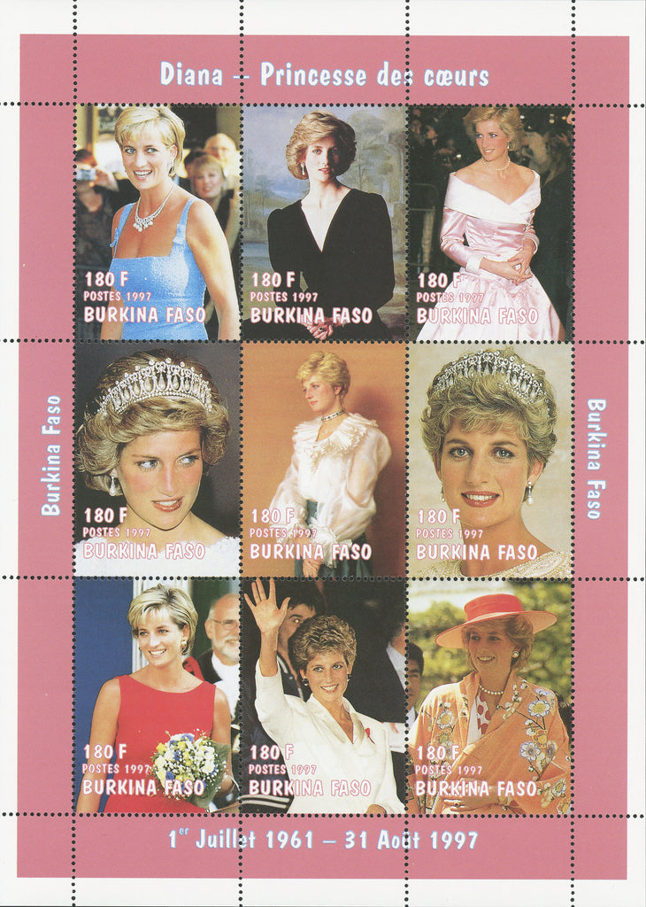 Princess Diana Royal family Block of 9 stamps Mint NH