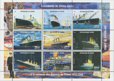 Titanic Ships Transports Block Souvenir of 9 stamps Mint NH
