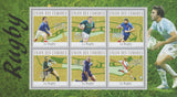 Rugby Football Players Souvenir Sheet of 6 MNH