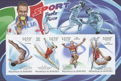 Sport Paolo Pizzo Imperforated Souvenir Sheet of 4 MNH