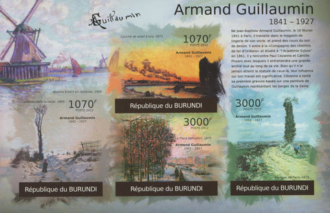 Famous Painter Armand Guillaumin Imperforated Sov. Sheet of 4 Stamps MNH