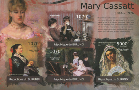 Famous Painter Mary Cassat Imperforated Sov. Sheet of 4 Stamps MNH