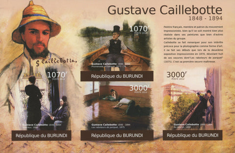 Famous Painter Gustave Caillebotte Imp. Sov. Sheet of 4 Stamps MNH