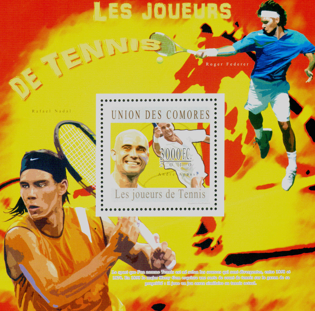 Tennis Stamp Sport Andre Agassi Rafael Nadal Roger Federer Souvenir Sheet Mint N