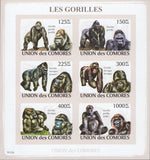 Monkeys Gorillas Animals Block Imperforate Souvenir of 6 stamps Mint NH