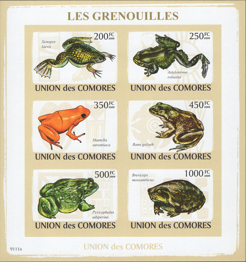 Nature Frogs Amphibian imperforate Block Souvenir of 6 stamps Mint NH
