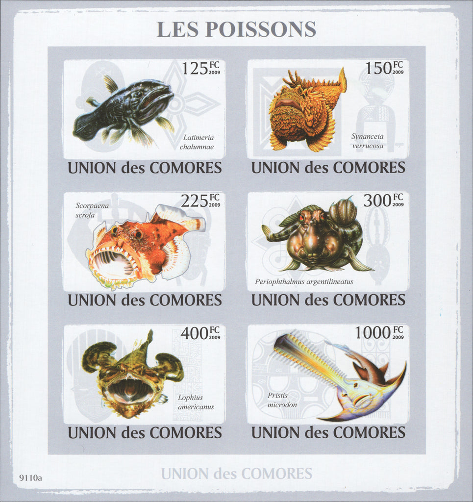 Fish Nature animals imperforate Block Souvenir of 6 stamps Mint NH
