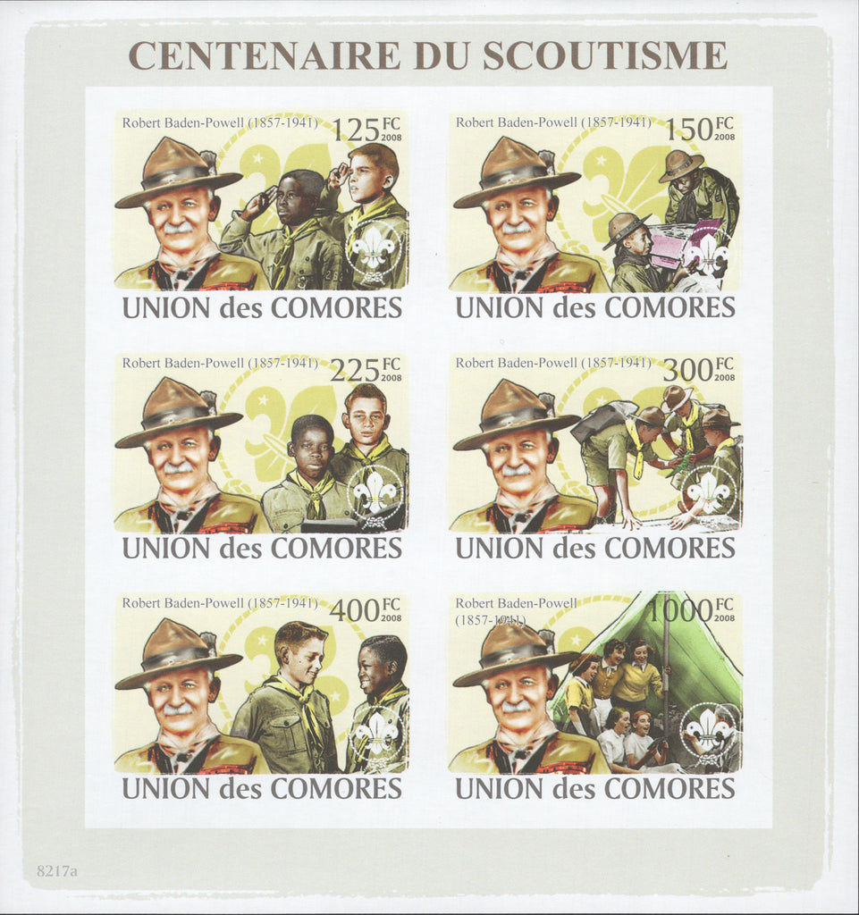 Centenary of the Boy Scouts , Imperforate Souvenir Sheet of 6 stamps, M