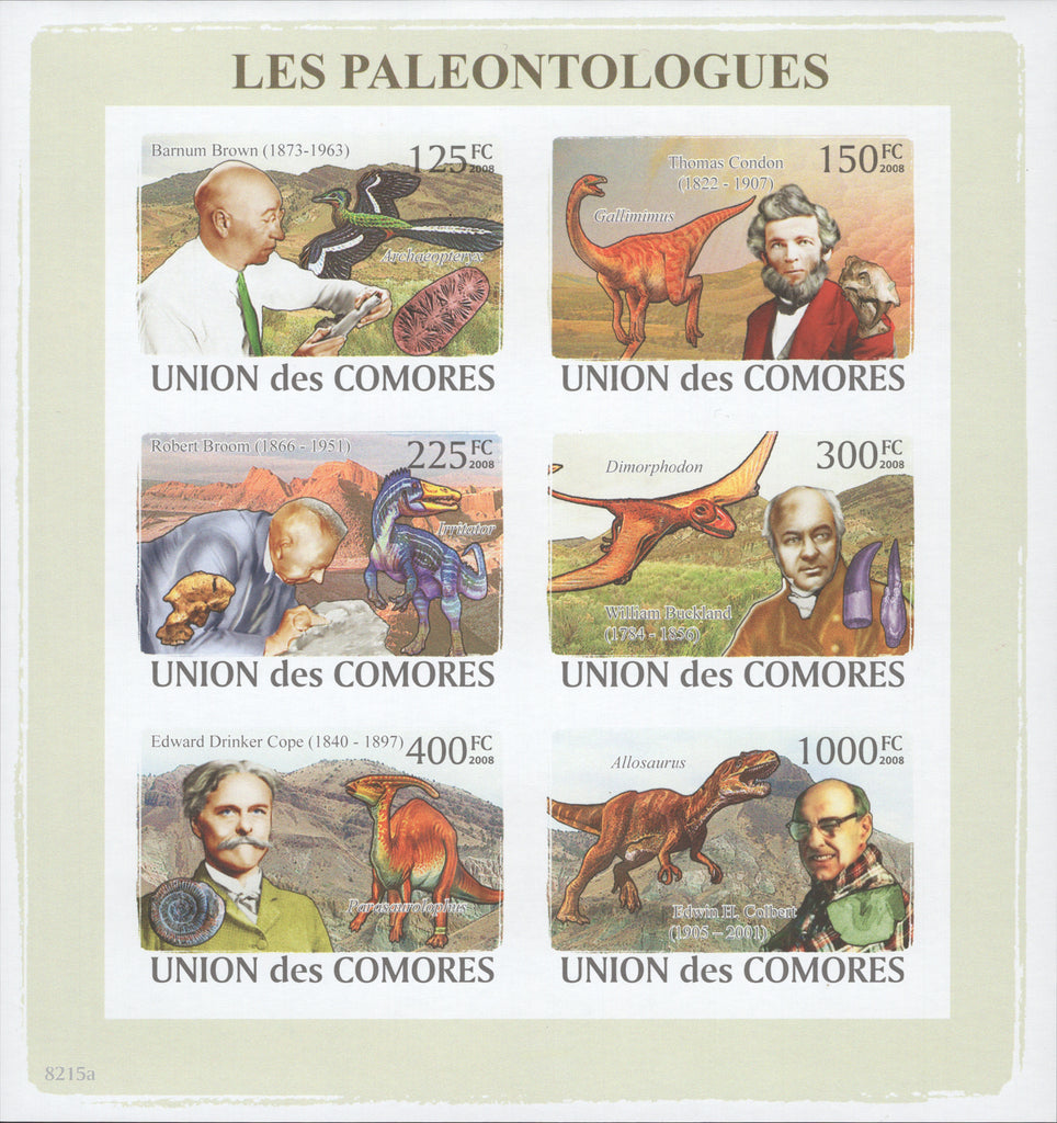 Paleontologists, Science, Imperforate Souvenir of 6 stamps, Mint NH