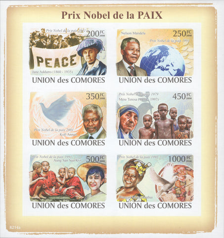 Nobel Peace Prize, Famous personalities, Imperforate Souvenir Sheet of
