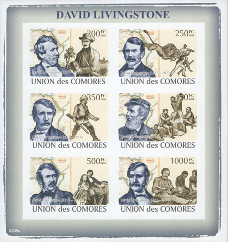 David Livingstone, Famous people, Imperforated Souvenir sheet of 6 stam