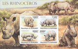 Rhinoceros Animals Fauna Nature Imperforate Sov. Sheet of 4 MNH