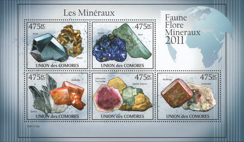 Minerals Nature Souvenir sheet of 5 stamps Mint NH.