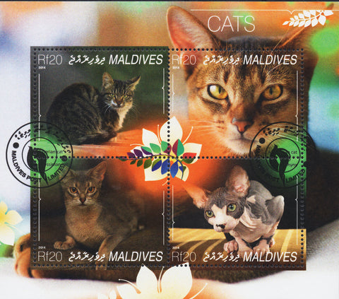 Maldives - DOMESTIC CATS SOUVENIR SHEET OF 4