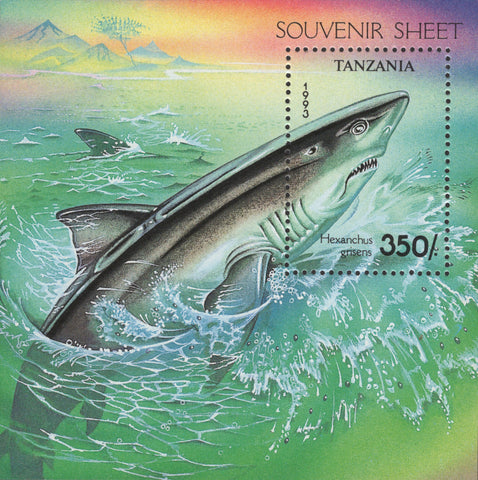 Sharks Ocean Color Mountain Souvenir Sheet MNH