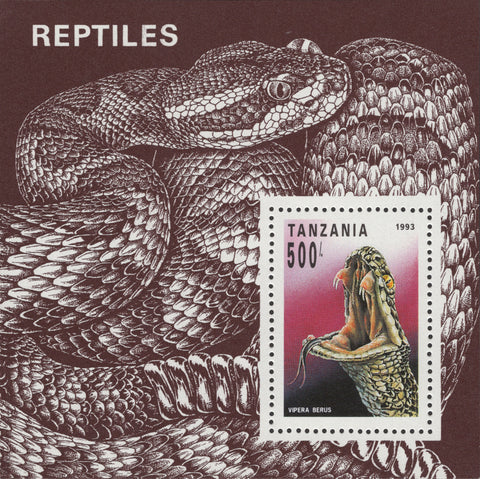 Tanzania Reptiles Snake Viper Souvenir Sheet MNH
