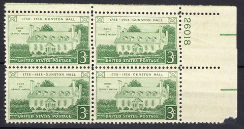 USA Stamps 1958 Gunston Hall 50 Stamp Sheet MNH