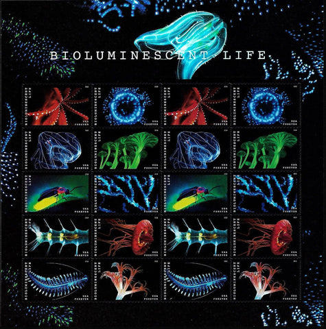 USA Stamps Ocean Bioluminescent Life Forever 2018 MNH Souvenir Sheet