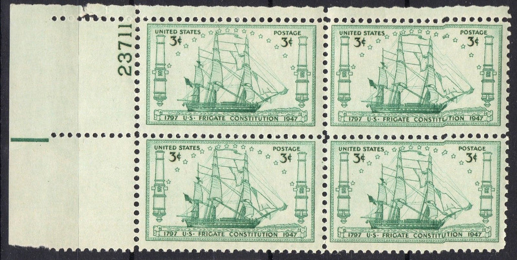 USA Stamps 1947 "Old Ironsides" Frigate Constitution Ann. Block of 4 MNH