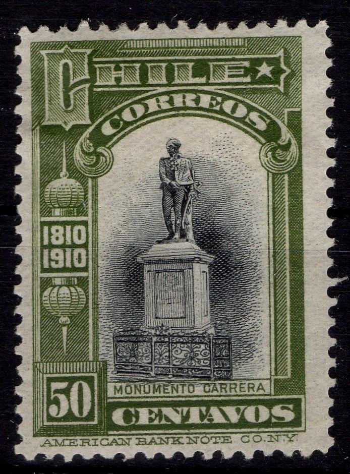 Chile Stamps 1910 Carrera 50cts Independence Centenary MH