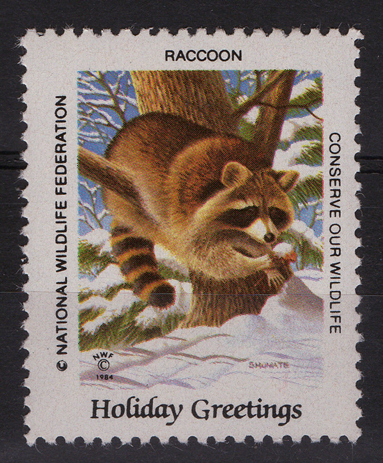 National Wildlife Federation Cinderellas 1984 Holidays Issue Racoon MNH