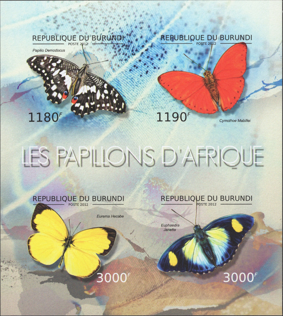 Butterflies of Africa Imp. Souvenir Sheet of 4 Stamps MNH