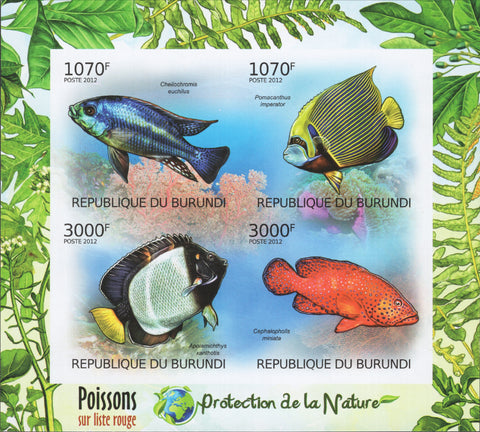 Nature Protection Fish Imperforated Souvenir Sheet of 4 Stamps Mint NH