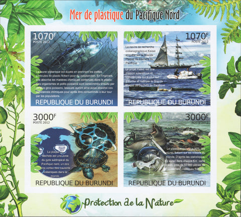 North Pacific Plastic Sea Protection Imperforated Sov. Sheet of 4 Stamps MNH