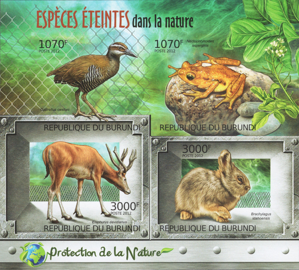 Nature's Extinguished Species Imperforated Sov. Sheet of 4 Stamps MNH