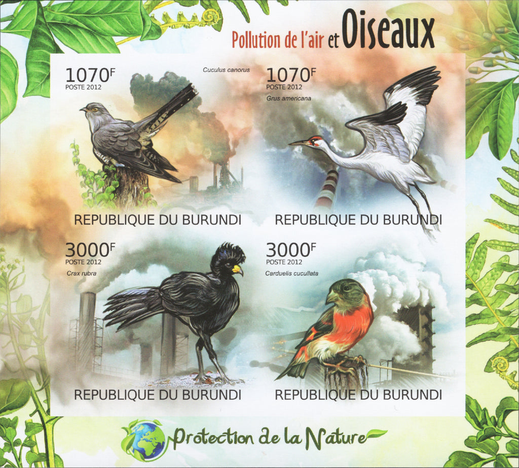 Air Pollution Birds Nature Imperforated Sov. Sheet of 4 Stamps MNH