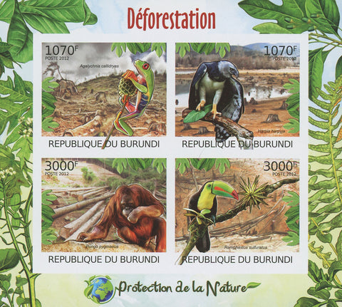 Deforestation Imperforated Sov. Sheet of 4 Stamps MNH