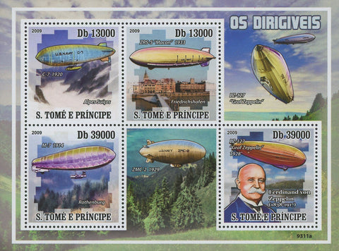 Airship Dirigible Souvenir Sheet of 4 Stamps Mint NH