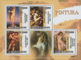 S. Tomé and Príncipe Paintings Souvenir Sheet of 4 Stamps Mint NH