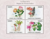 Indian Ocean Flora Flowers Souvenir Sheet of 4 Stamps Mint NH