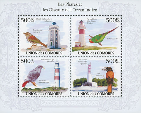 Indian Ocean Lighthouses and Birds Souvenir Sheet of 4 Stamps Mint NH