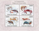 Indian Ocean Crustacean Souvenir Sheet of 4 Stamps Mint NH