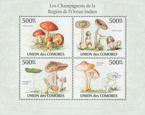 Indian Ocean Mushrooms Souvenir Sheet of 4 Stamps Mint NH