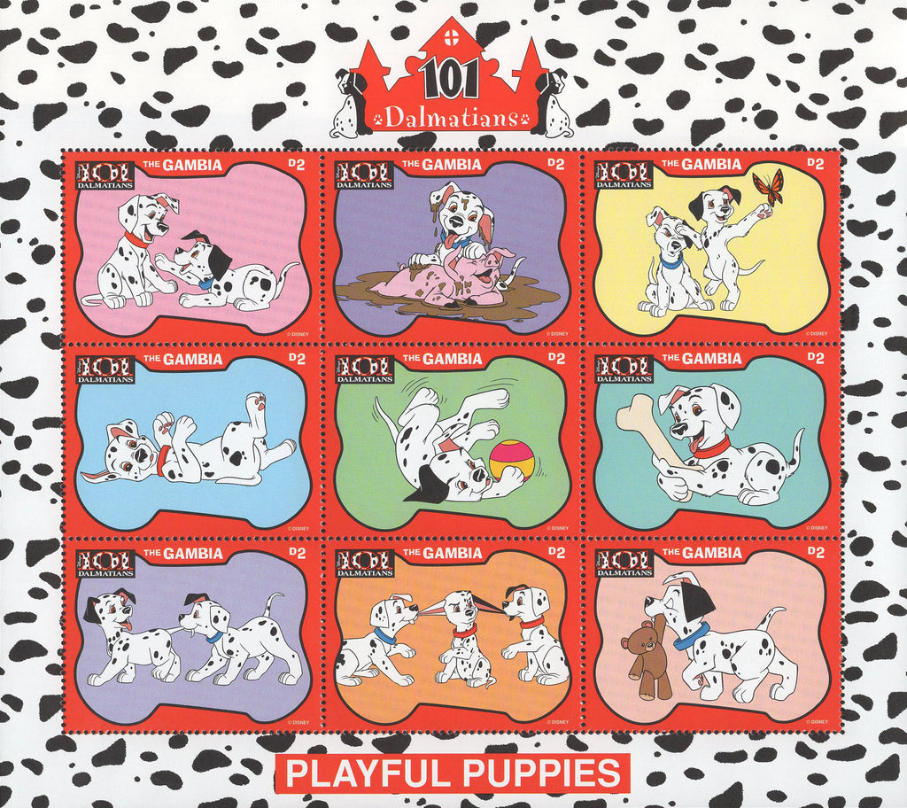 101 Dalmatians Playful Puppies Souvenir Sheet of 9 Stamps MNH