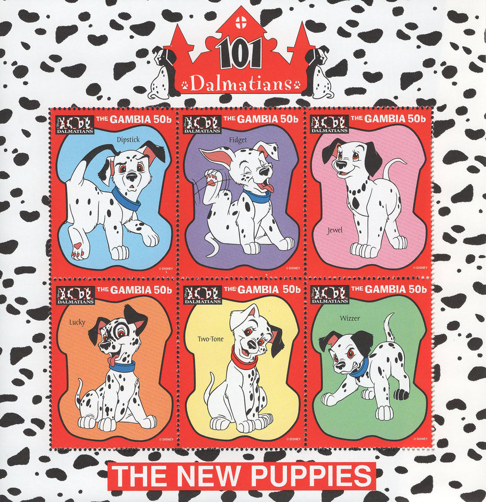 101 Dalmatians New Puppies Souvenir Sheet of 9 Stamps MNH