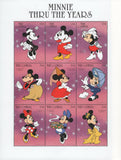 Minnie Thru The Years Souvenir Sheet of 9 Stamps MNH