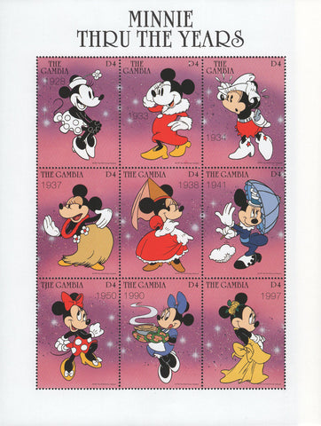 Minnie Thru The Years Souvenir Sheet of 9 Stamps MNH
